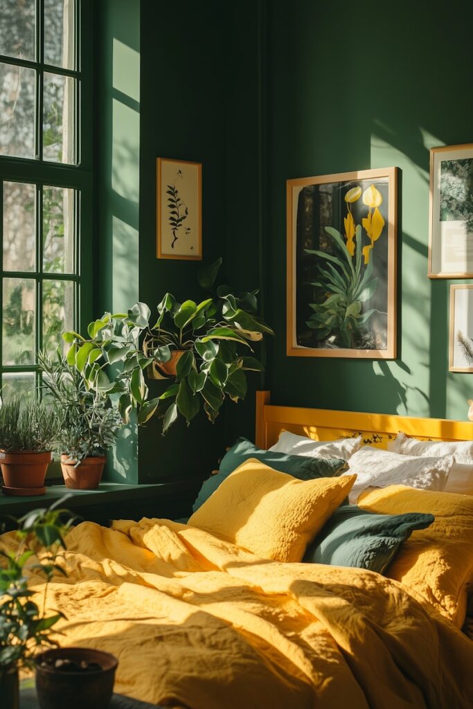 cozy green bedroom