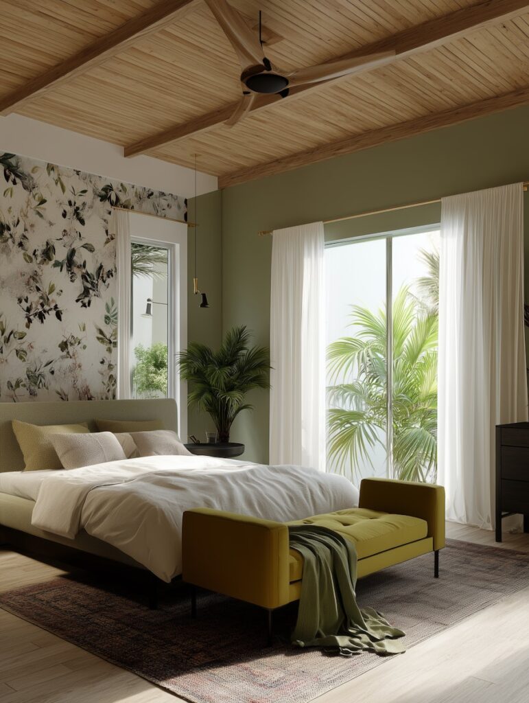 statement wall in bedroom
