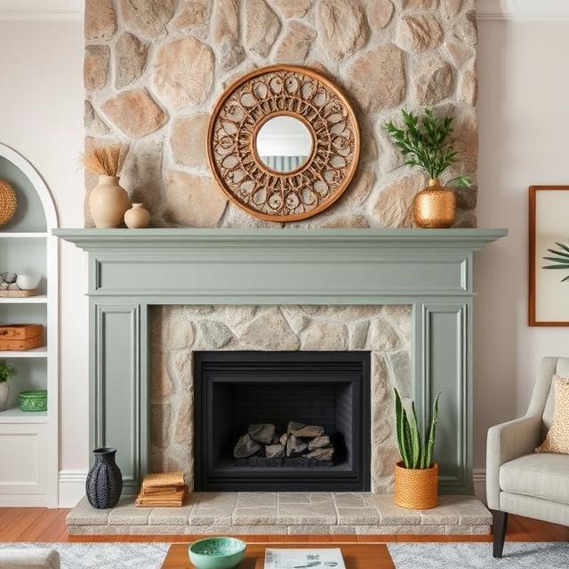 Sage Green Fireplace Mantel